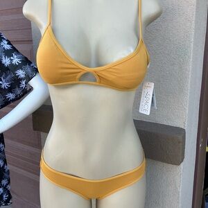 l*space Mustard Yellow Scoop Cutout Bikini